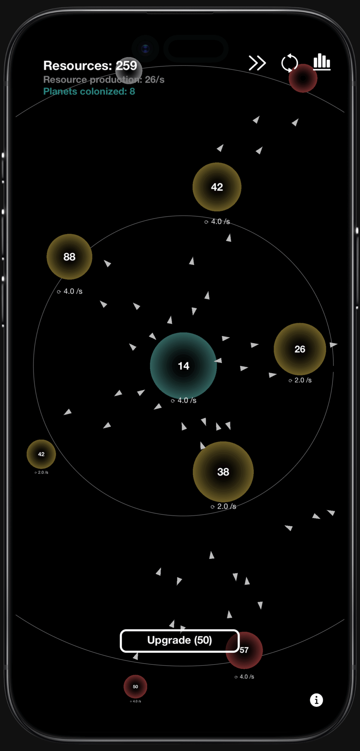 Space Expansion game with eight colonized planets