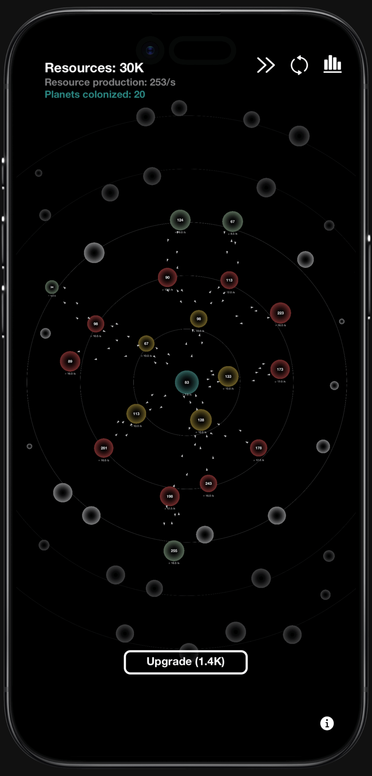 Space Expansion game with a large planetary network